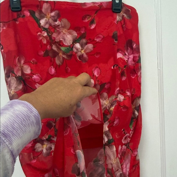 Floral Red Maxi Dress small or large available - Picture 4 of 5